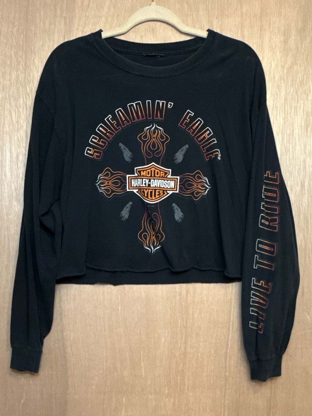 Harley-Davidson Screamin' Eagle Flames Cropped Long Sleeve T-Shirt
